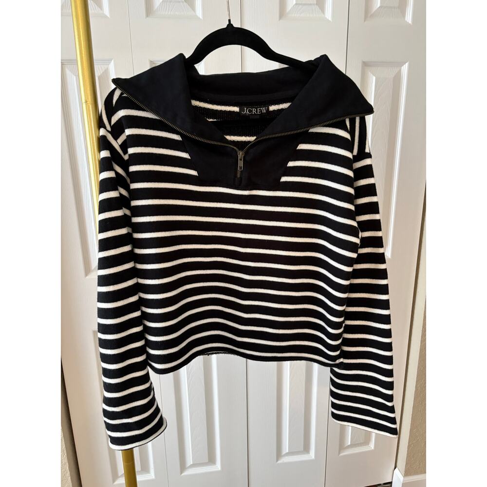 J Crew Sweater Quarter Zip Cotton, Coastal, Nautical, Classic